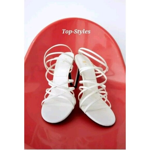 ZARA NWT AUTHENTIC WHITE LEATHER HIGH HEEL SANDALS REF. 1331/910  USA 10 /41 - Picture 4 of 8